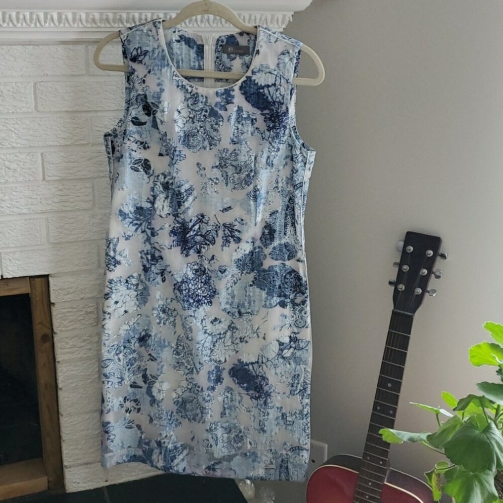 Elton Women's Flower Pattern Sleeveless Elegant Midi Shift Dress EU 36 or S